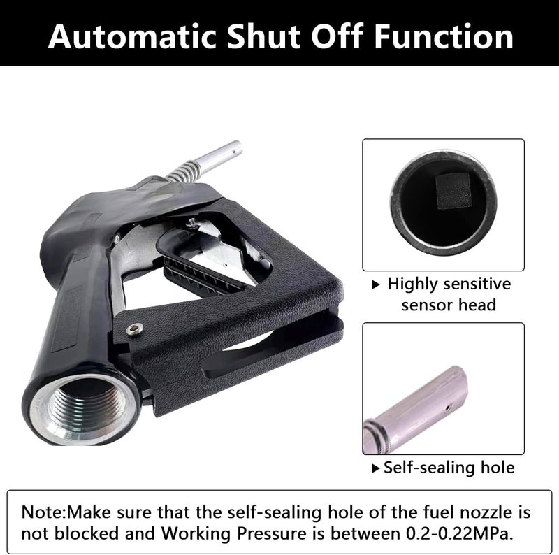 PANCYCW -11A Black 3/4" NPT Automatic Fuel Nozzle Auto Shut Off Nozzle Gas Pump Nozzle Max Flow Rate 16 GPM With 3-Notch Hold Open Clip13/16"Spout Used for Gasoline Oil, Kerosene Biodiesel - Image 3